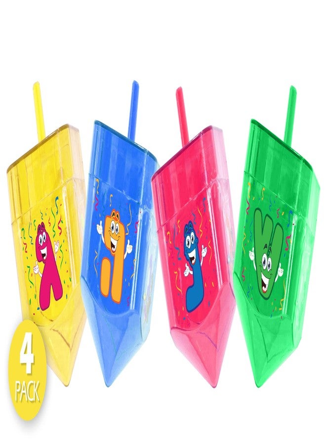Izzy 'n' Dizzy 4 Pack Fillable Dreidels - Small 1.75 x 1 Inch - Great for Chocolate Coins and Candy - Assorted Colors - Image 4